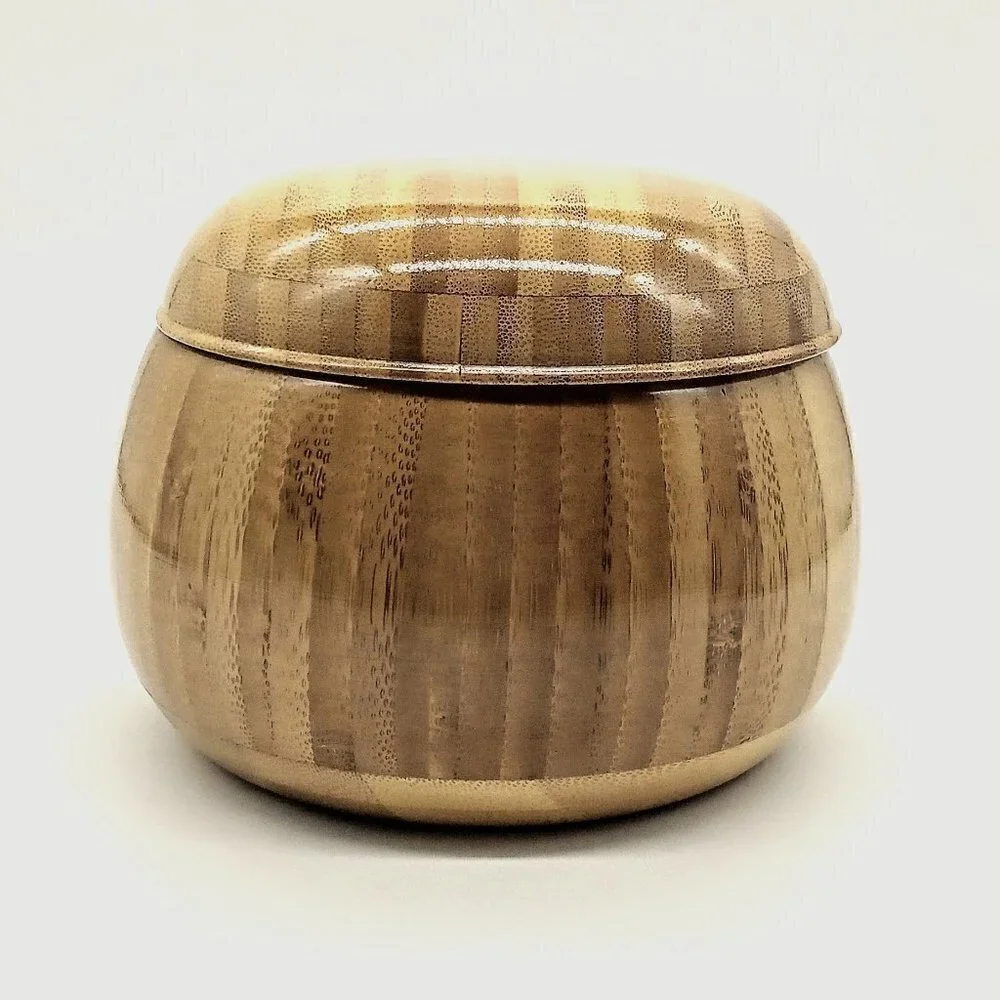 Polished Light Wood Round Covered Bowl Box